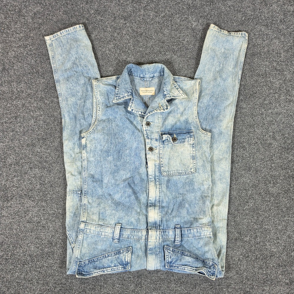 Denim & Supply Ralph Lauren Womens Sleeveless Denim Jumpsuit Light Wash Utility